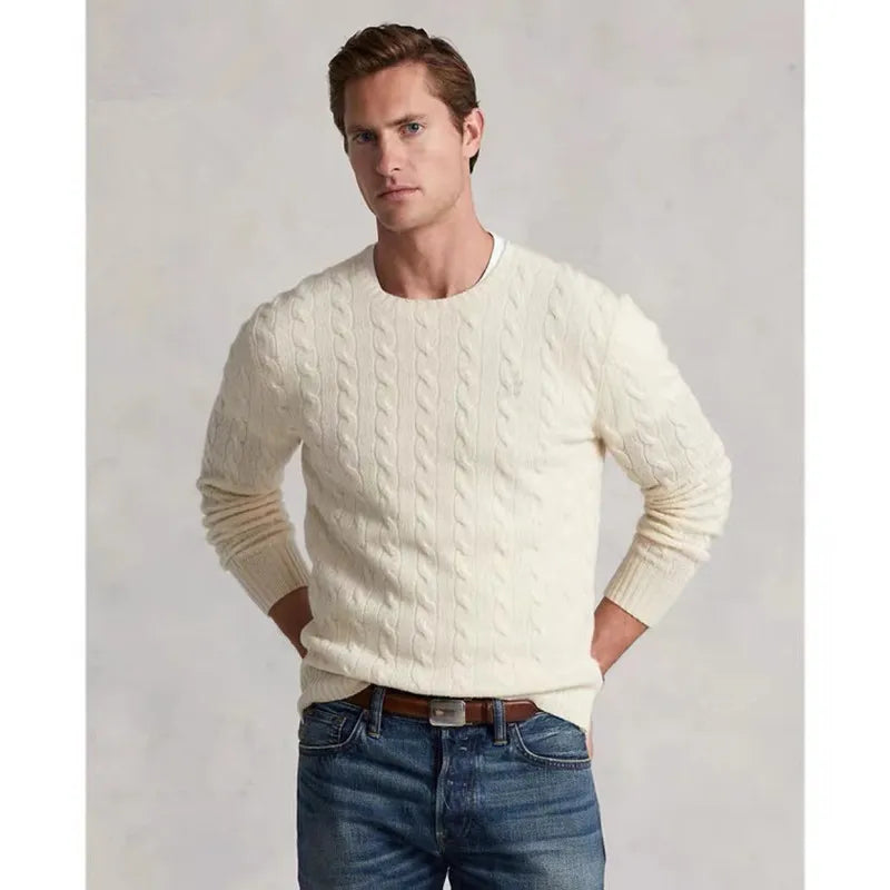 Men Horse Pullover Solid Casual Pull Homme Men Sweater