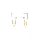 Drop Earring For Women Girls Double Studs Chain Tassel Piercing Earrings Jewelry Gift