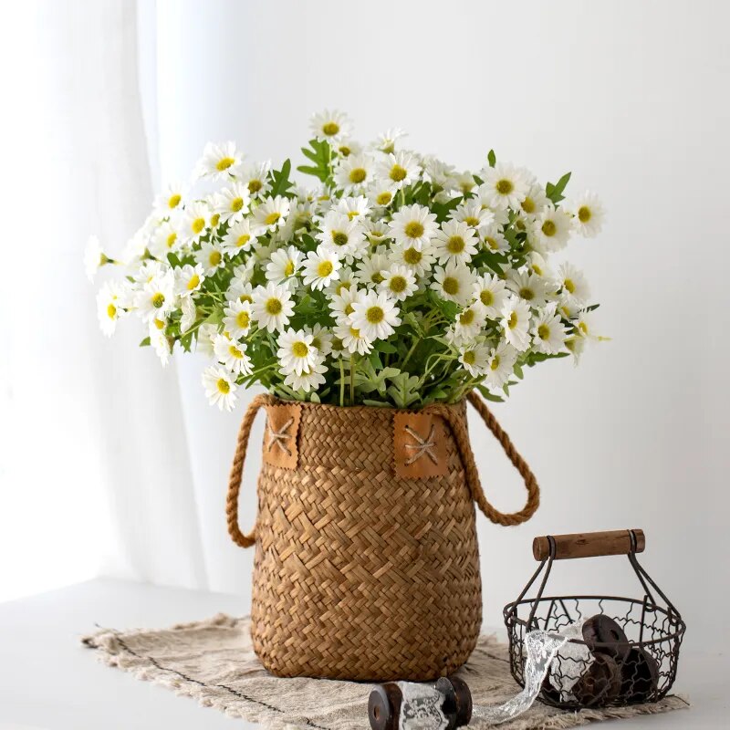 5Pcs 50cm Artificial White Daisy Flower Bouquet DIY Vase Home Garden Living Room Decoration Wedding Party Silk Fake Flowers