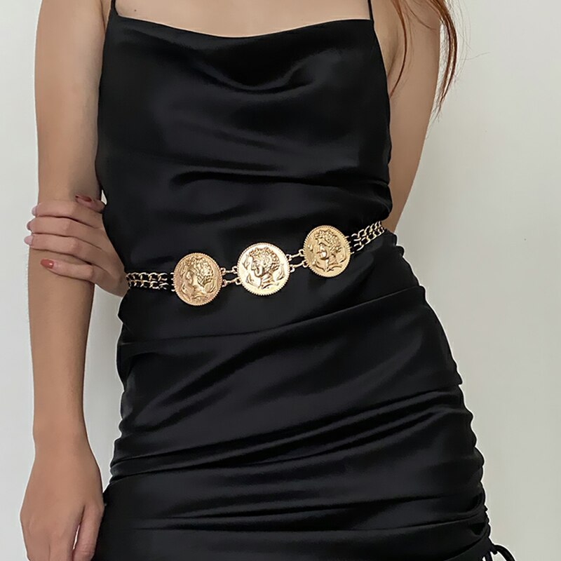 Designer Gold Chain Belt Woman Dress Long Adjustable Punk Metal Belts For Women High Quality Luxury Brand Waistband