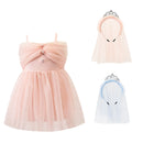 Baby Girls Dresses Glitter Tulle Sleeveless Princess Dress Set with Crown Headband Birthday Party Performance Costumes
