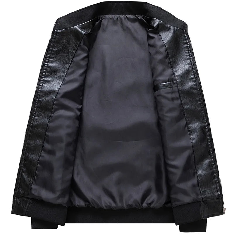 Autumn Winter Men Motorcycle Jacket Stand Collar Jackets Men Casual Moto Biker Coat Zipper Outerwear