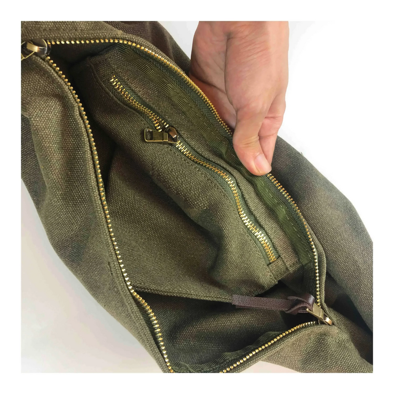 Bag Army Green Sun Tide Canvas Single Diagonal Span Leather