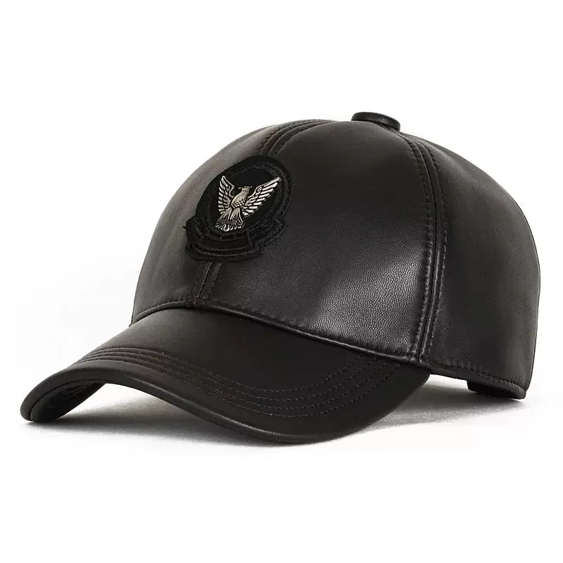 Leather Hap For Men Genuine Outdoor Casual Hat Eagle Adjustable