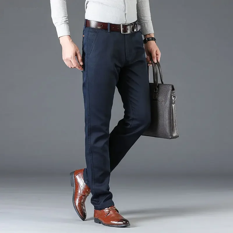 Spring Men's Stretch Slim Fit Trousers Casual Business Suit Pants Clothing Male