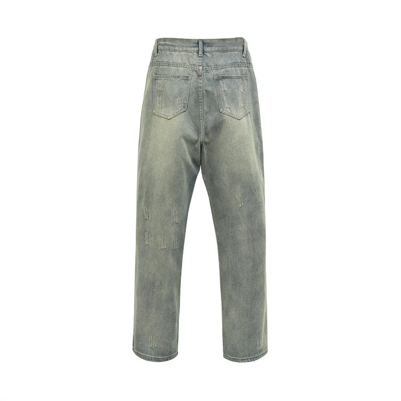 Vintage Denim Pants Men Ripped Hole Jeans Cotton Joggers Jean Trousers Hip Hop Retro