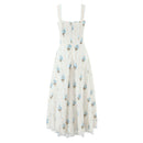 Floral Bow Bra Chest Sling Dress Women Low Waist Fold Swing Lace Lining Midi Dresses