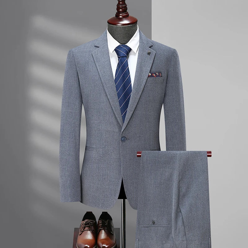 Handsome men's suit and fat business jacket wedding loose business suit