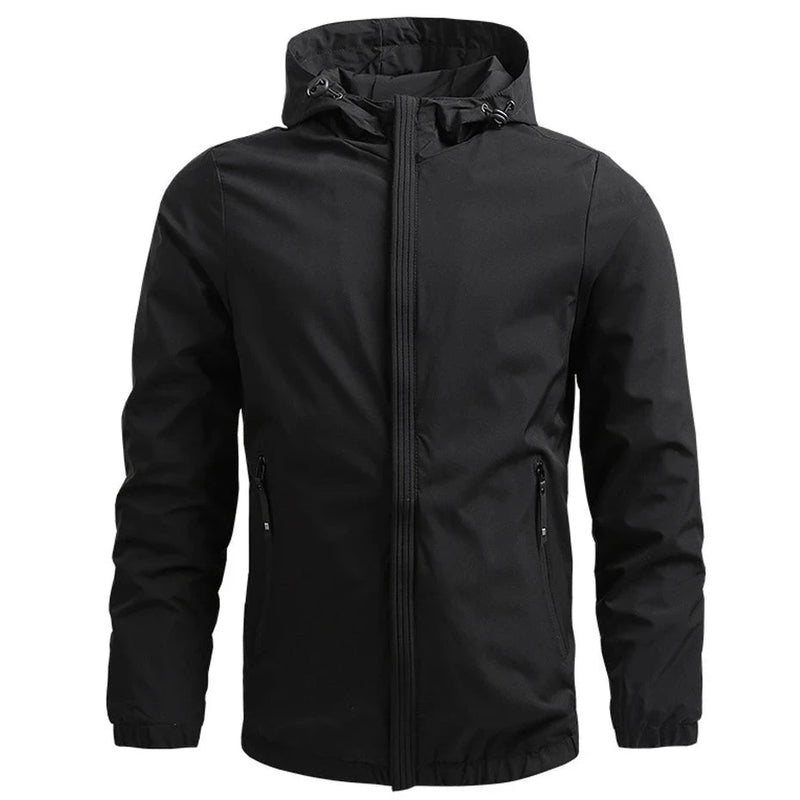 Hooded Jacket Men Solid Windbreaker Jackets Causal Varsity Jacket Camping Coat Male Outdoor Outerwear