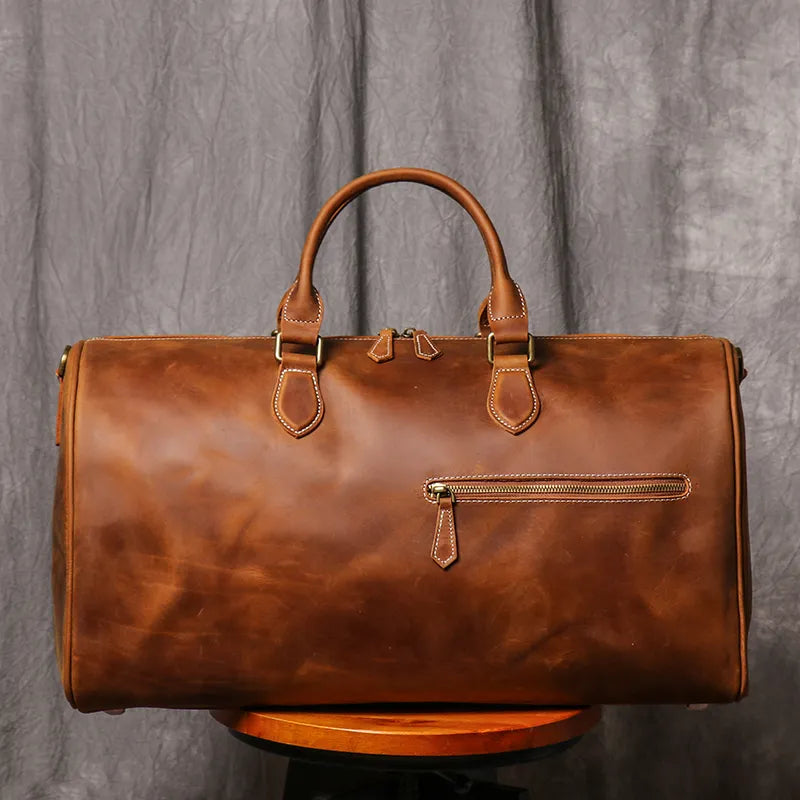Men's Travel Bag Women's Weekend Handbag Large Capacity Vintage Duffle Bag Leather Laptop Bag