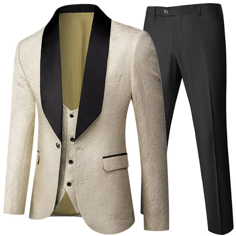 Banquet Feather Embossing Designer Blazer Jacket Pants Vest Men's Suit Coat Waistcoat Trouser