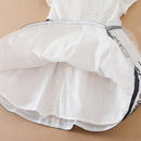 Baby Girls Dress Short Sleeve Princess Dress Summer Cotton Round Collar White Flower Dress Children Kids Wedding Clothing