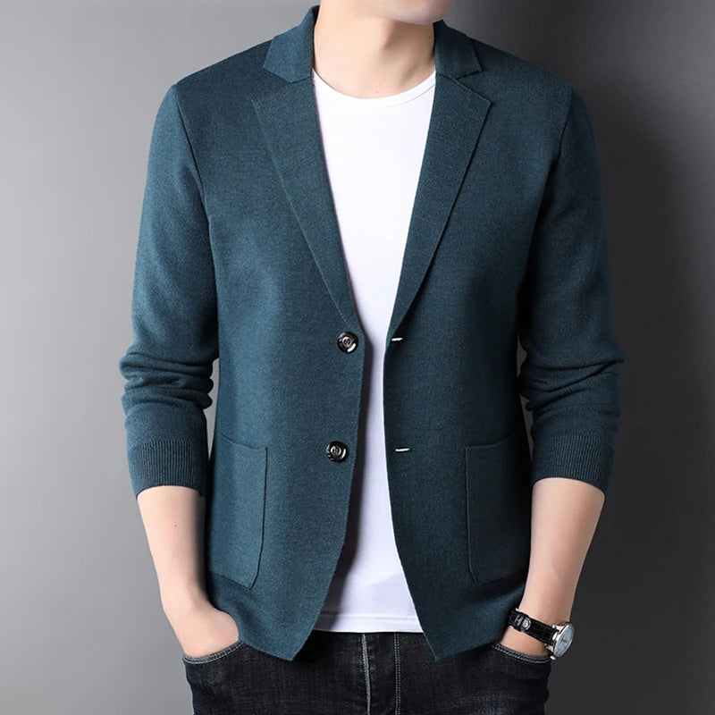 Wool Men's Knit Single Cardigan Coat Spring Classic Knitted Jacket suit knitted sweater