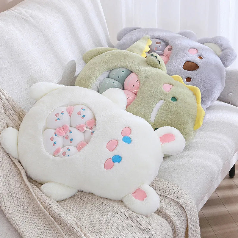 Bear Bunny 6pcs Plush Anime Rabbit Soft Pillow Creative Dinosaur Cartoon Doll Christmas Gifts