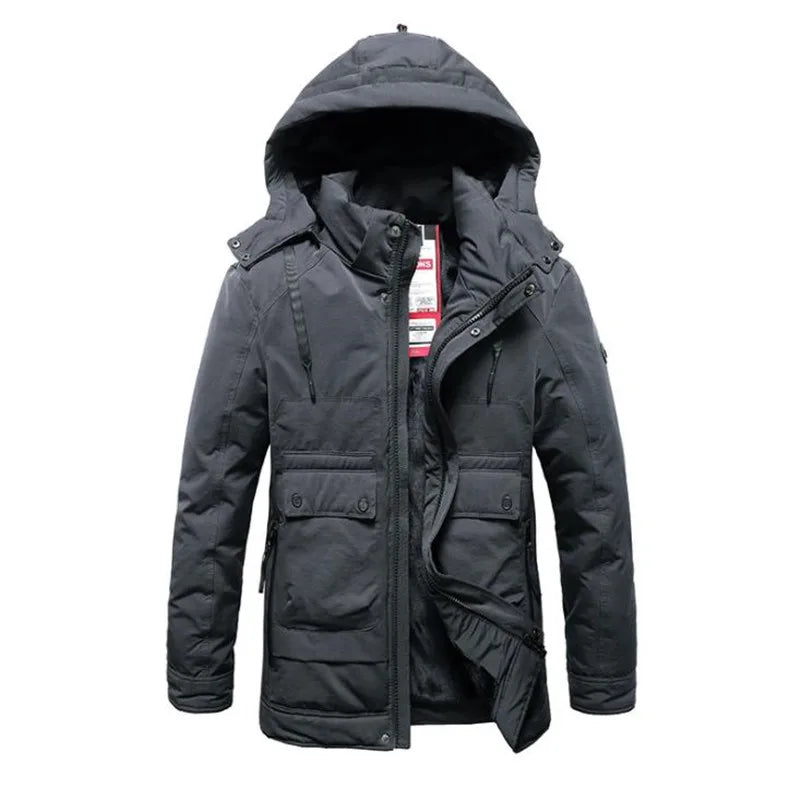 Winter Men's Thicken Jacket Mens Casual Hooded Warm Windbreaker Parkas Coats Male