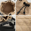 Casual Nylon Padded Women Shoulder Bags Quilted Drawstring Crossbody Bag Vintage Bucket Bag Small Tote Female Purses Winter