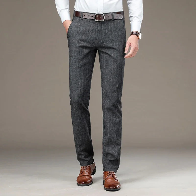 Men's Business Casual Long Pants Suit Spring Autumn Pants Male Elastic Straight Formal Trousers