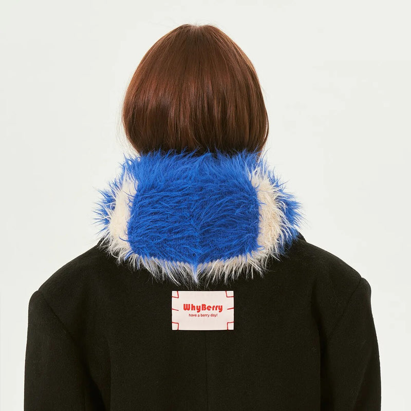 Women Winter Imitation Mink Fur Hat Unisex Knitted Hooded Caps Outdoor Warm One-Piece Neck Collar Beanies Cap