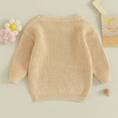 Baby Girl Sweater Autumn Winter Clothes Flower Long Sleeve Round Neck Knitwear Pullover