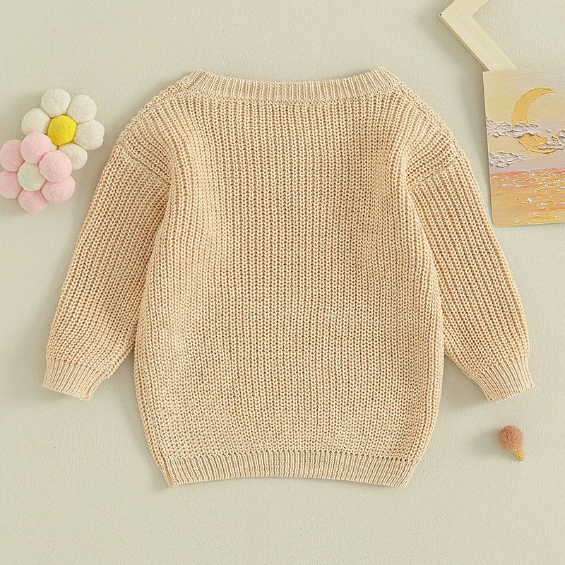Baby Girl Sweater Autumn Winter Clothes Flower Long Sleeve Round Neck Knitwear Pullover