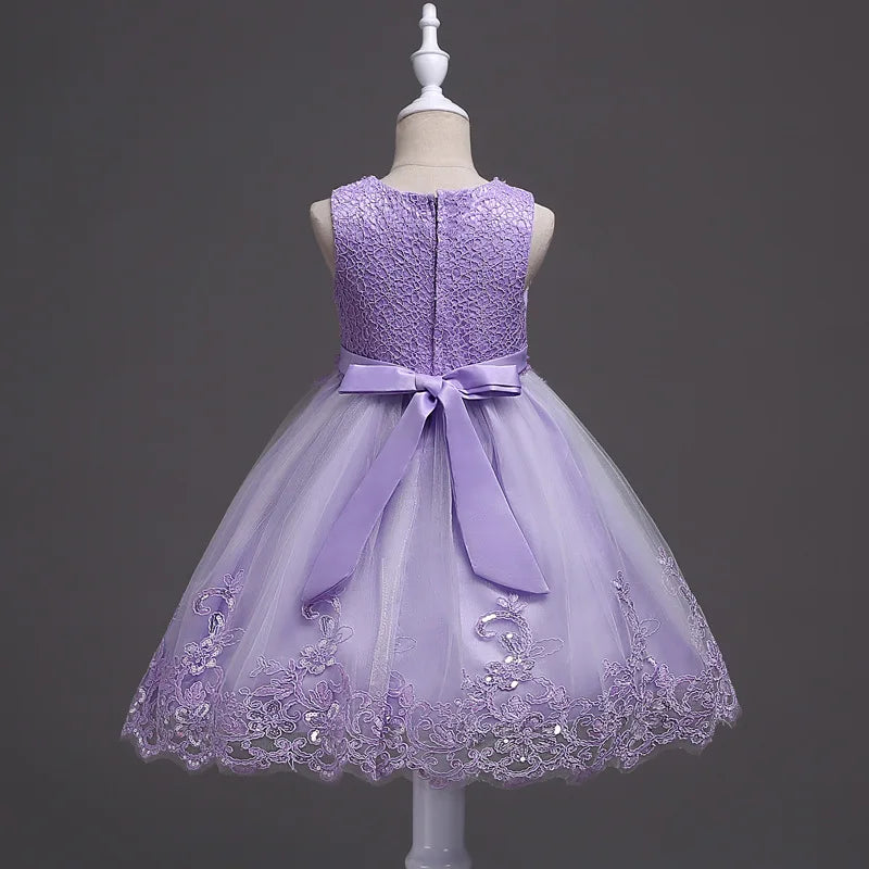 Children purple dress dress beaded princess wedding dress fluffy skirt summer girl vest mesh skirt ages