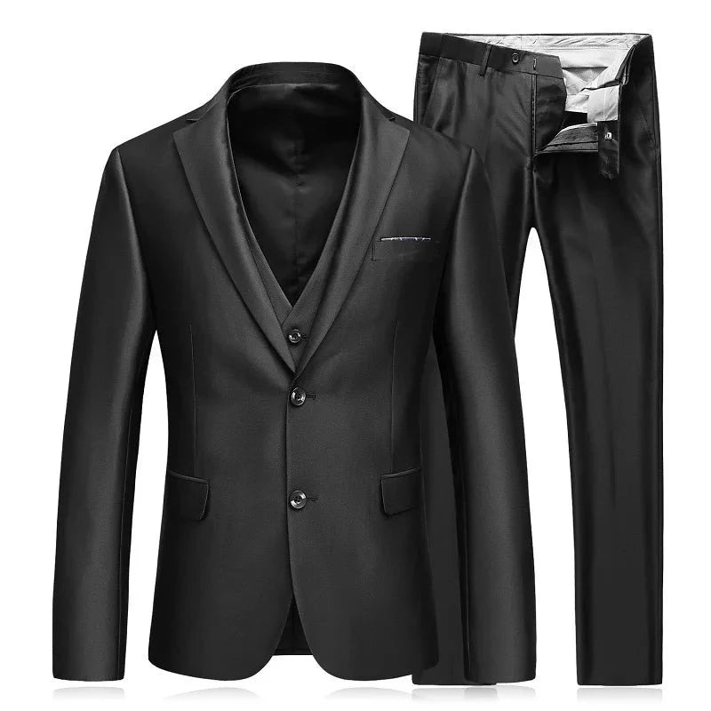 Slim Fit Suits Men Notch Lapel Business Wedding Groom Leisure Tuxedo Latest Coat Pant Designs
