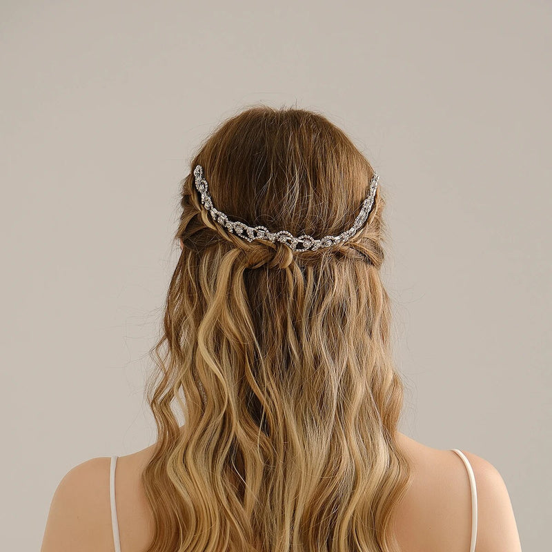 silver luxury crystal bride headpiece rhinestone bridal hair comb for women headband wedding hair accessories