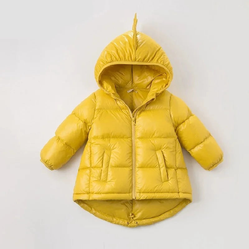 Children's dinosaur down jacket children's hooded solid down jacket cartoon winter coat