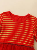 Baby Girl Clothes Autumn Children's Clothing Cartoon Christmas Kids Girls Long Sleeves Mesh Dress Cotton