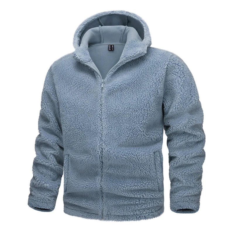 Men's Jackets Thermal Fleece Coats Casual Winter Jacket with Hood