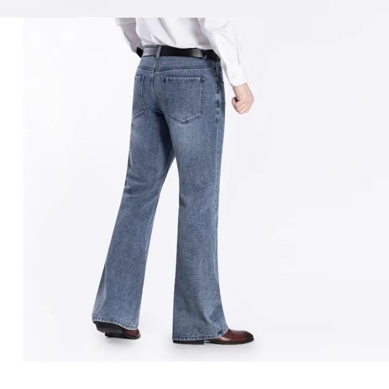 Denim Trousers Boot Cut Jeans Men's Clothing Casual Business Flares Pants