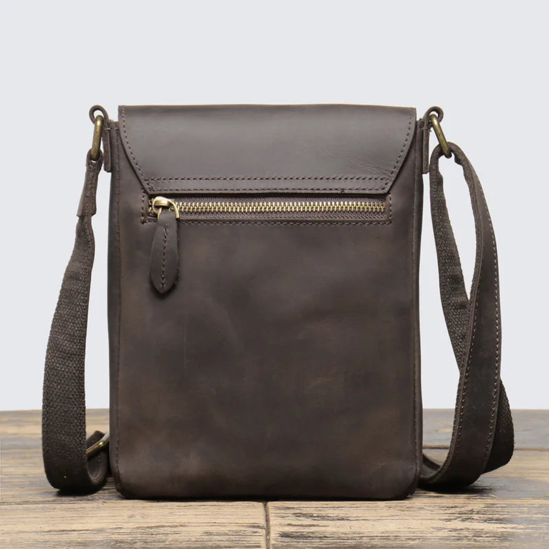 Genuine Leather Messenger Bag for Men Leather Shoulder Bag Small Travel Handbag  Male Pad Sling Bag