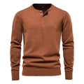 Men's Solid Henry Collar Pullover Sweater Cotton Casual Comfortable Knit Sweater Men's Autumn and Winter Sweater