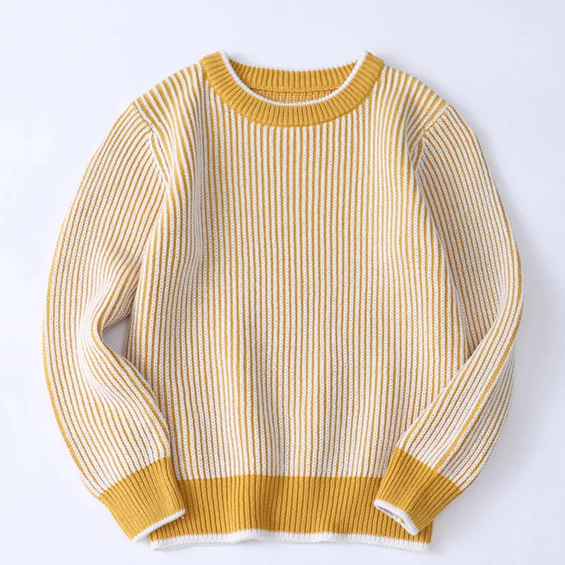 Autumn Winter Boys Girls Knitted Sweater Mink Velvet Warm Long Sleeve  Tops  Children's Pullover Knitwear
