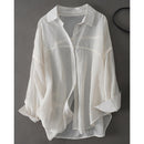 Casual Elegant Loose Sunscreen Shirt Women Breathable Long Sleeve Simple Blouse Thin Tops Spring Summer Ladies Clothing