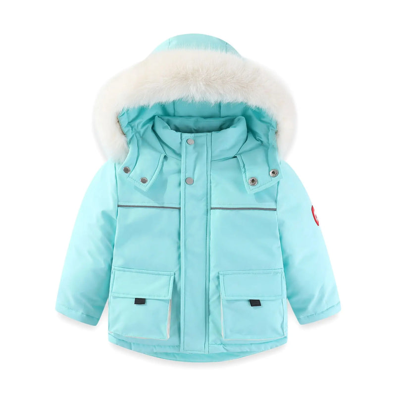 Winter Children's Cotton Coat with Plush and Thickened Insulation Windproof and Waterproof Cotton Jacket