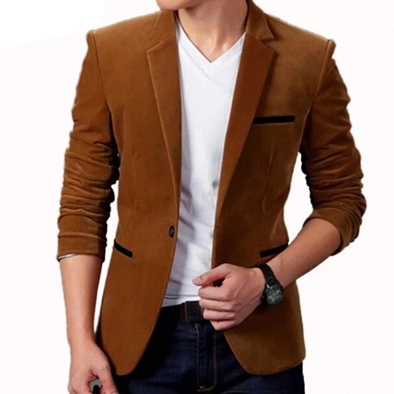 Men's Suit Blazers Coat Solid Male Suit Slim Fit Spring Autumn Formal Weeding Meeting