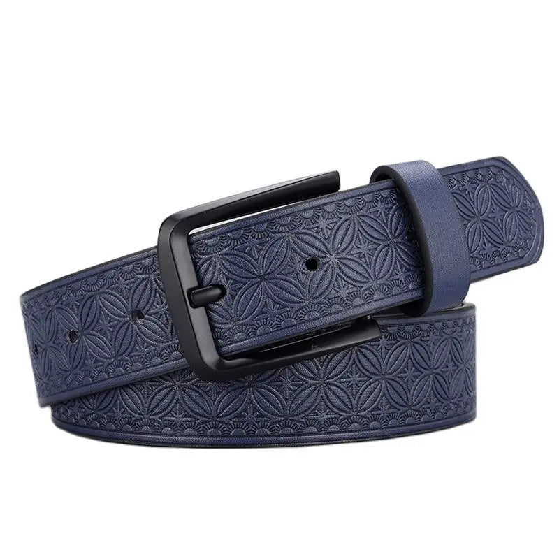 Vintage Men's Belt Male Emboss Leather Belts Luxury Brand Designer Pin Buckle Waistband
