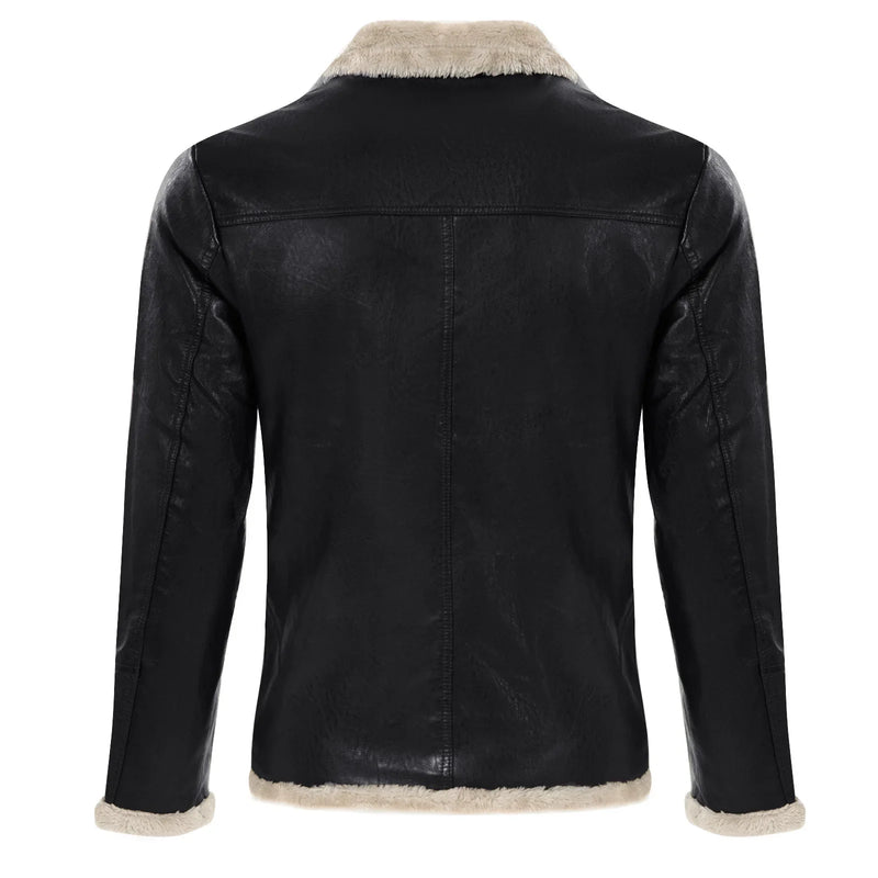 Men Jacket Faux Fur Coats Leather Vintage Men Motorcycle Biker Jacket