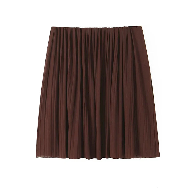Sexy Women Vintage Brown Unfinished Hem Pleated Strapless Top