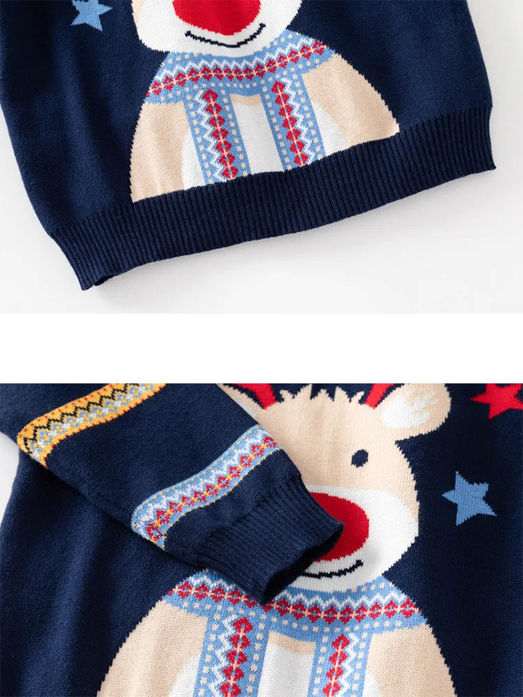 Kids Sweater Long Sleeved Cartoon Print Casual Loose Pullover Knitwear Baby Girl Boy Sweater Christmas Children Clothes