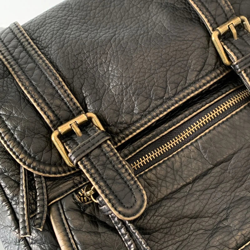 Bag for Women Vintage Shoulder Bag Crossbody Bag Soft Large Capacity Motorcycle Bag Leather Purse
