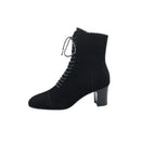Autumn Side zipper Short boots Round toe Cross tied heels Modern Women's Boots