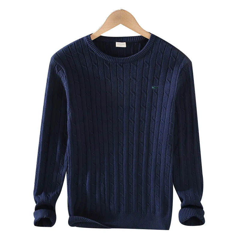 Men's Knit Sweater Fit Type Early Autumn Cable Knitted Cotton Sweater