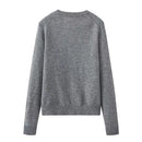 Autumn Women Front Button O Neck Long Sleeve Knit Cardigan Coat