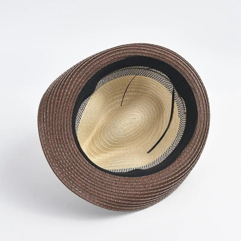 Summer Hat Panama Hats Hollow Out Straw Hat For Men Women Stitching Short Brim Sun Beach Hat Jazz Cap Fedora