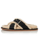 Autumn Winter Product Leather Flat Bottom Cross Belt Women Furniture Outdoor Warm Plush Slippers