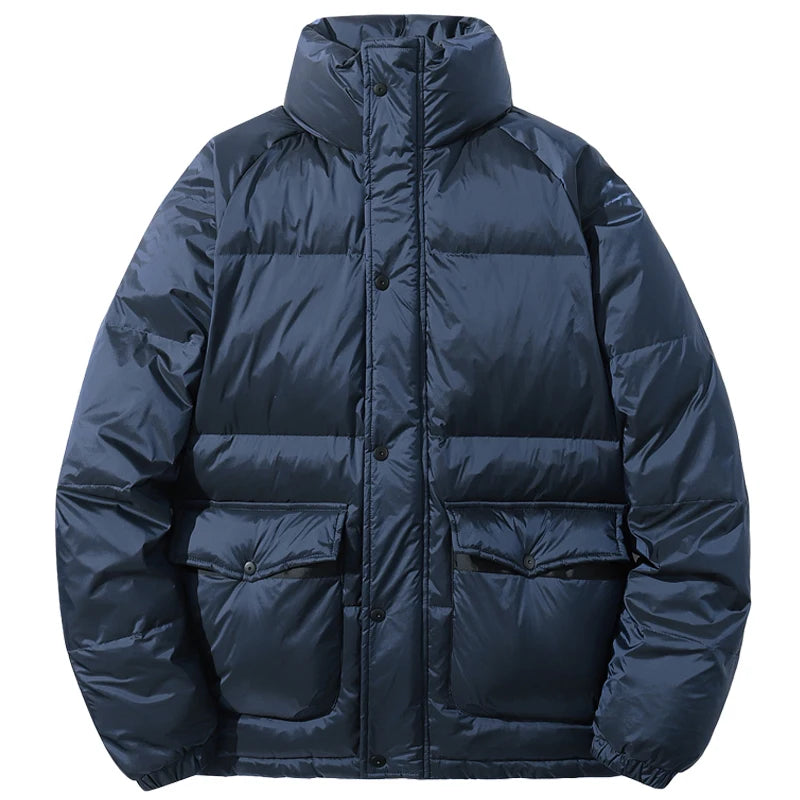 Men's Padded Jacket Winter White Duck Down Fluffy Puffer Outerwear Black Oversize Coat Male