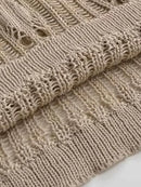 Autumn Winter Mesh Hollow Out Design Knit Pullover Women's Street Casual Sweater Tops