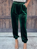 Autumn Velvet Pants Women Velour Trousers Ladies Casual Green Loose Elastic Pants For Women